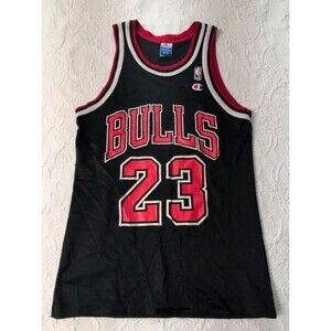 Vtg 90s Champion CHICAGO BULLS Jersey MICHAEL JORDAN MensBlack NBA Made Mexico